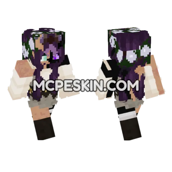Summer Purple Skin Minecraft Bedrock skin, front and back