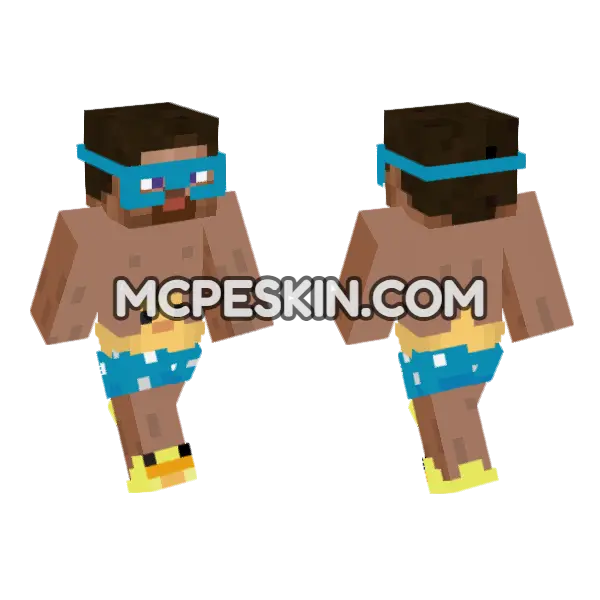 Summer Steve Blue Minecraft Bedrock skin, front and back