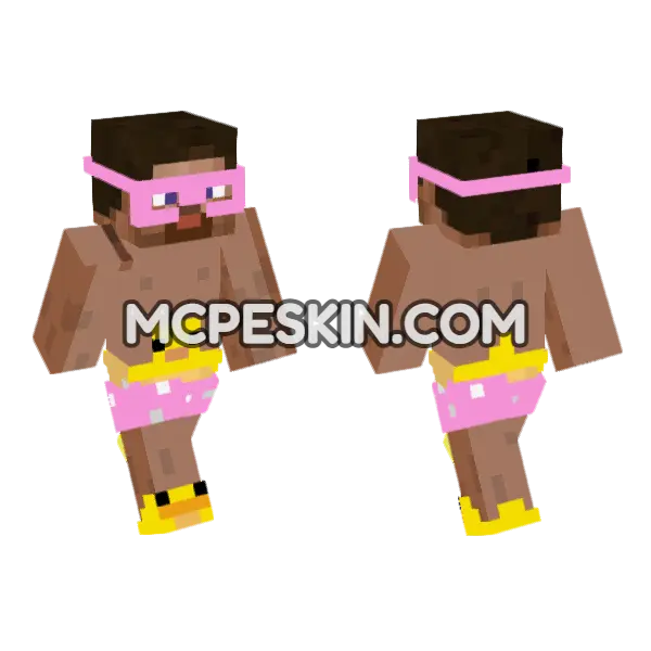 Summer Steve Pink Minecraft Bedrock skin, front and back