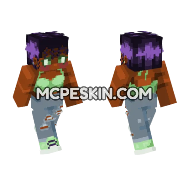Summer Time Beach Outfit Minecraft Bedrock skin, front and back