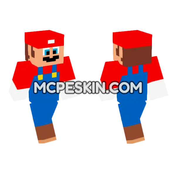 Super Mario Bros Mario Minecraft Bedrock skin, front and back