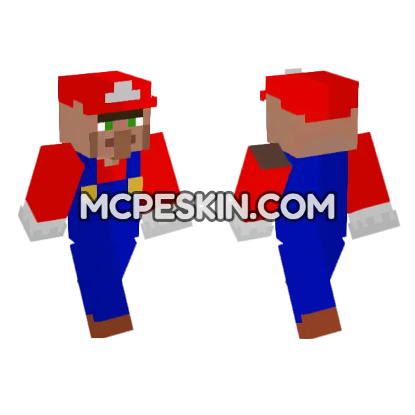 Super Mario Villager Minecraft Bedrock skin, front and back