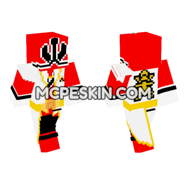 Super Princess Shinken Red Minecraft Bedrock skin, front and back