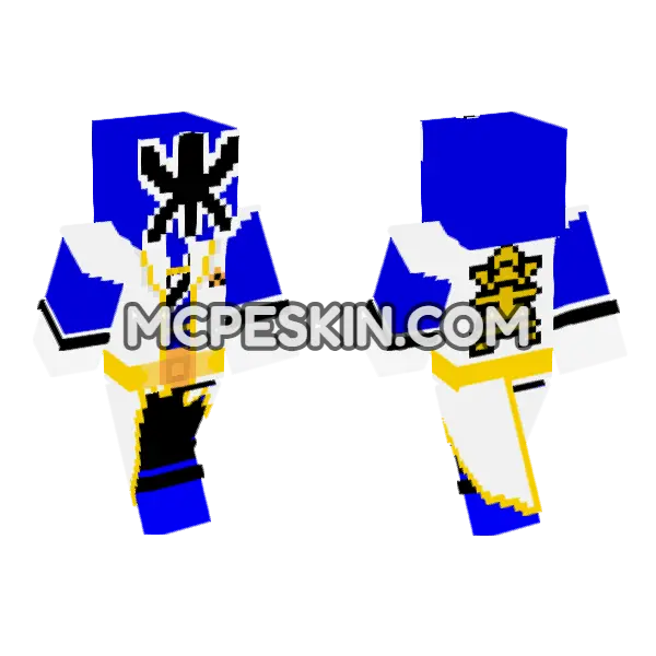 Super Shinken Blue Minecraft Bedrock skin, front and back