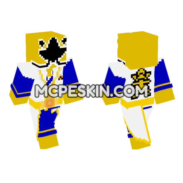 Super Shinken Gold Minecraft Bedrock skin, front and back