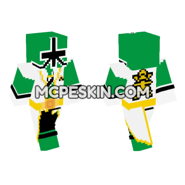Super Shinken Green Minecraft Bedrock skin, front and back