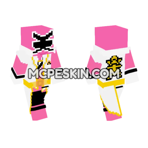 Super Shinken Pink Minecraft Bedrock skin, front and back