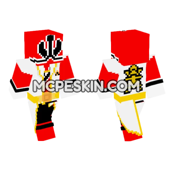 Super Shinken Red Minecraft Bedrock skin, front and back