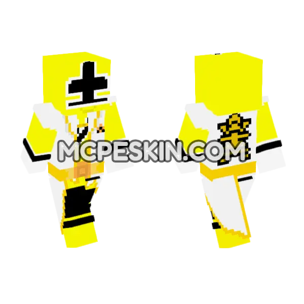 Super Shinken Yellow Minecraft Bedrock skin, front and back