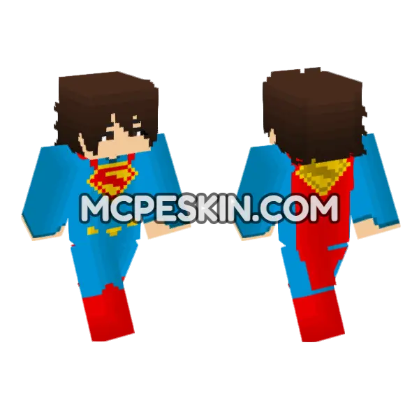 Superman Costume Minecraft Bedrock skin, front and back