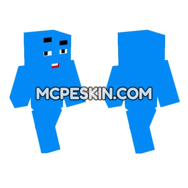 Surprised Blue Blob Minecraft Bedrock skin, front and back