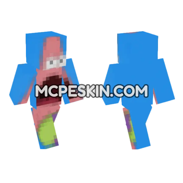 Surprised Patrick Star Minecraft Bedrock skin, front and back