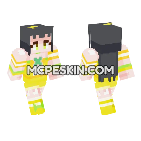 Suzuha Aoi Yellow Outfit Minecraft Bedrock skin, front and back