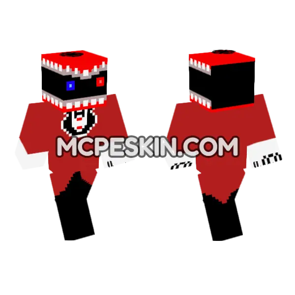TADC Caine Ep8 Minecraft Bedrock skin, front and back