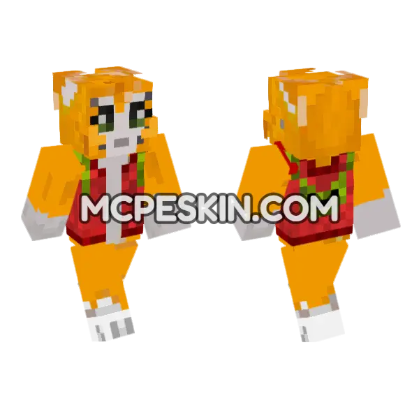 Tails The Fox Minecraft Bedrock skin, front and back