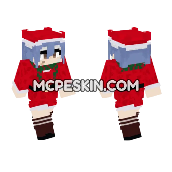 Takamiya Mana Santa New Year Minecraft Bedrock skin, front and back