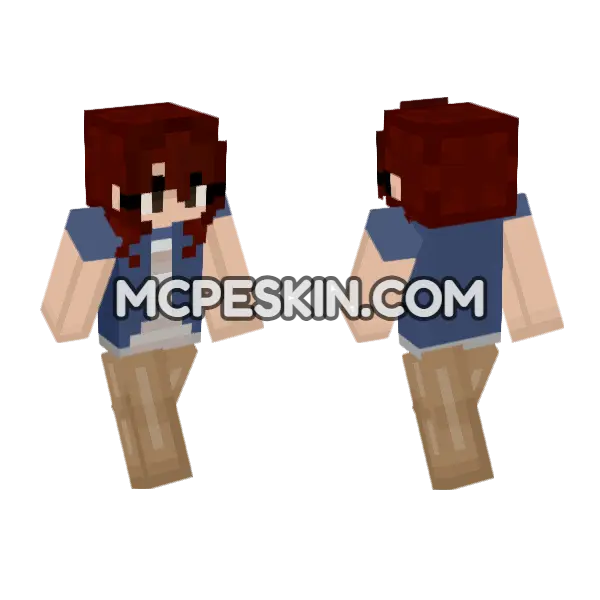Tamy Blue Jacket Minecraft Bedrock skin, front and back