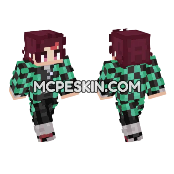 Tanjiro Minecraft Bedrock skin, front and back