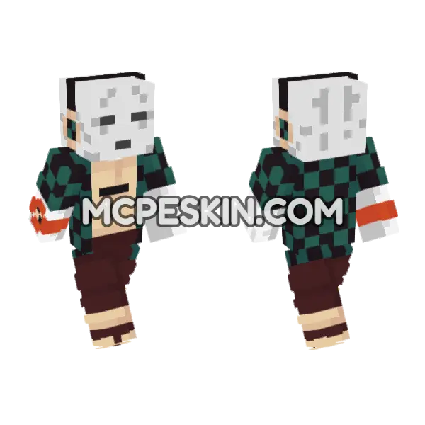 Tanjiro Kamado Minecraft Bedrock skin, front and back