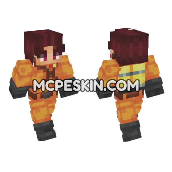Tanjiro Kamado Minecraft Bedrock skin, front and back