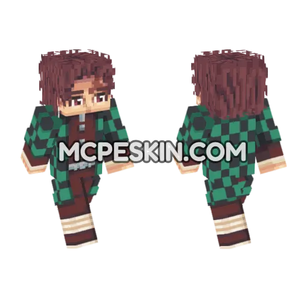 Tanjiro Kamado Skin Minecraft Bedrock skin, front and back