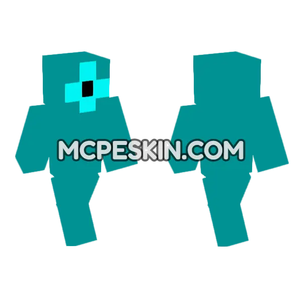 Teal Blob Monster Minecraft Bedrock skin, front and back