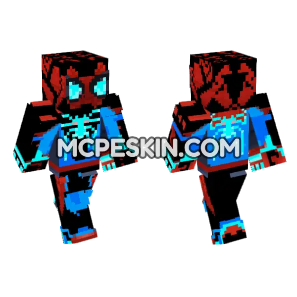 Techno Spider Minecraft Bedrock skin, front and back
