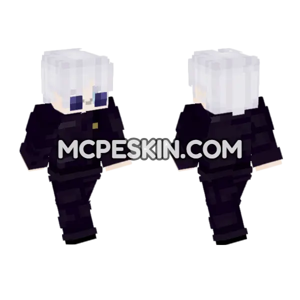 Teen Gojo Satoru Minecraft Bedrock skin, front and back