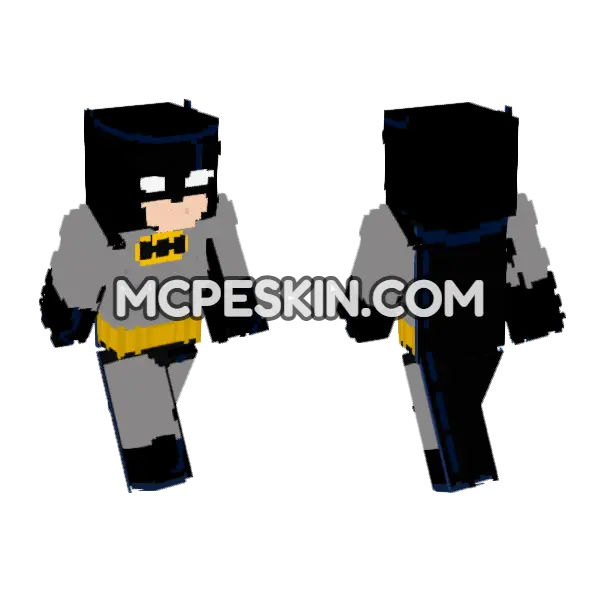 The Batman 2004 Minecraft Bedrock skin, front and back