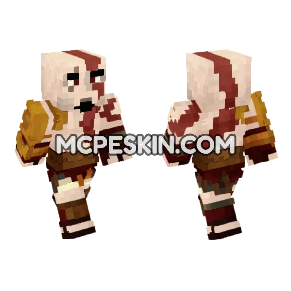 Theg0dofwar Kratos Skin Minecraft Bedrock skin, front and back