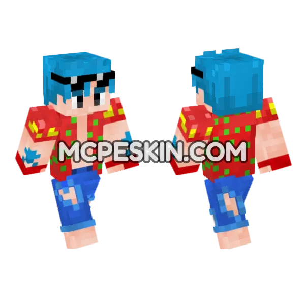 Timbavk Blue Hair Minecraft Bedrock skin, front and back