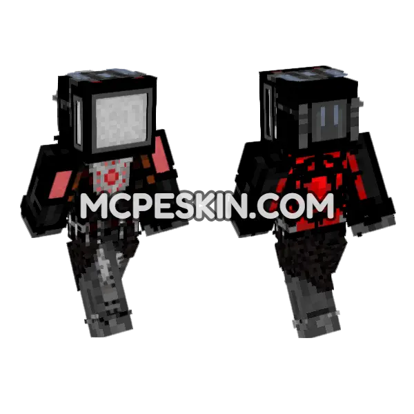 Titan TV Man Skibidi Toilet Minecraft Bedrock skin, front and back