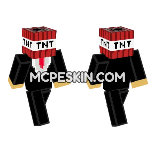 TNT Explosive Hat Minecraft Bedrock skin, front and back