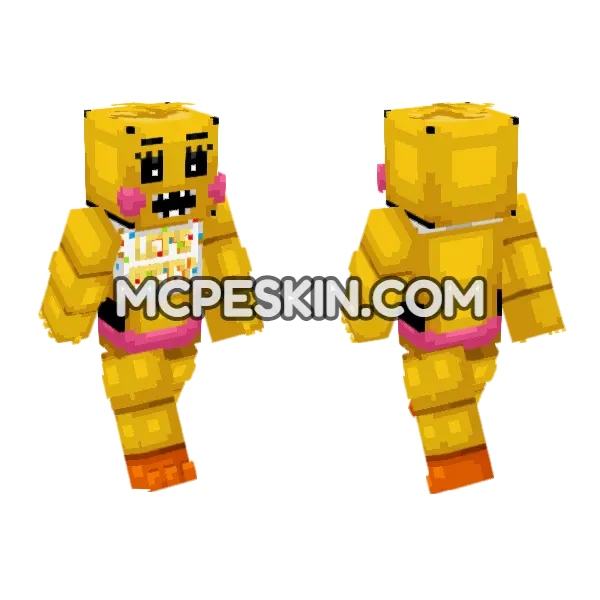 Toy Chica Sem Bico Minecraft Bedrock skin, front and back
