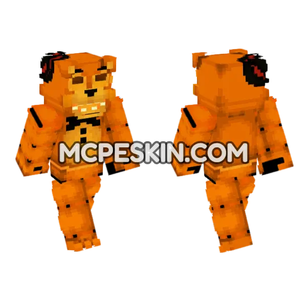 Toy Freddy 1987 Halloween Minecraft Bedrock skin, front and back