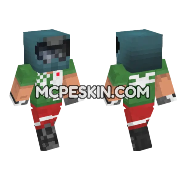 Trials Rider Minecraft Bedrock skin, front and back