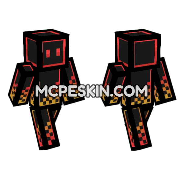 True Neon Red Yellow Minecraft Bedrock skin, front and back