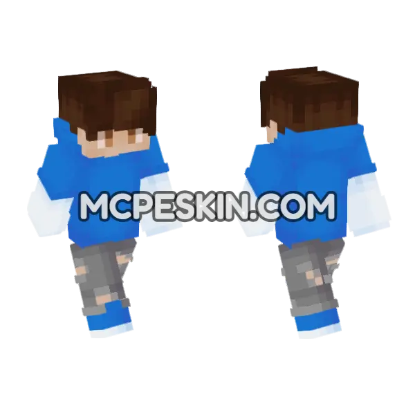 Truoriginal Blue Outfit Minecraft Bedrock skin, front and back