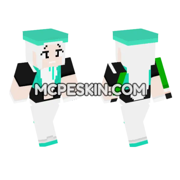 Turquoise and White Outfit, front and back