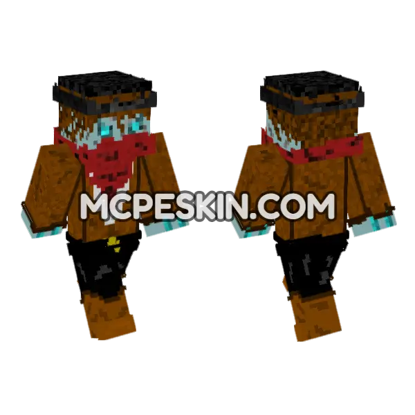 Undead Cowboy Minecraft Bedrock skin, front and back