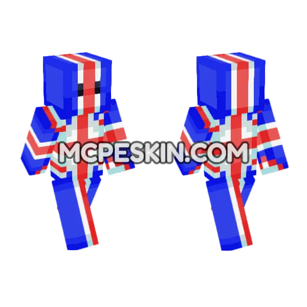 United Kingdom Flag Outfit Minecraft Bedrock skin, front and back
