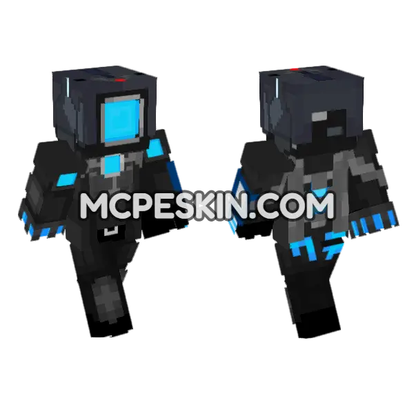 Upgraded Titan Cameraman Minecraft Bedrock skin, front and back