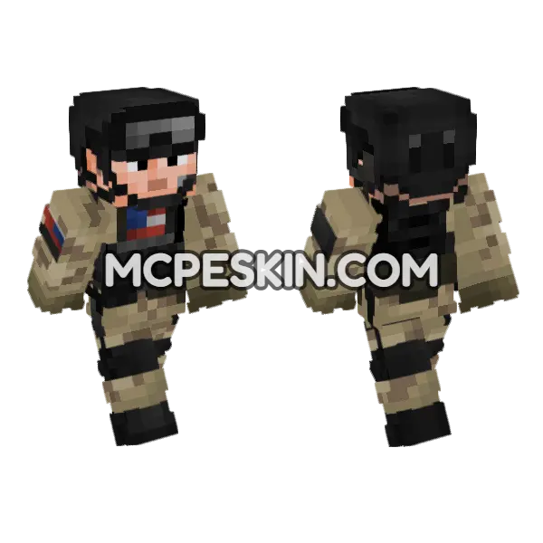 US Army Delta Force Operator Minecraft Bedrock skin, front and back