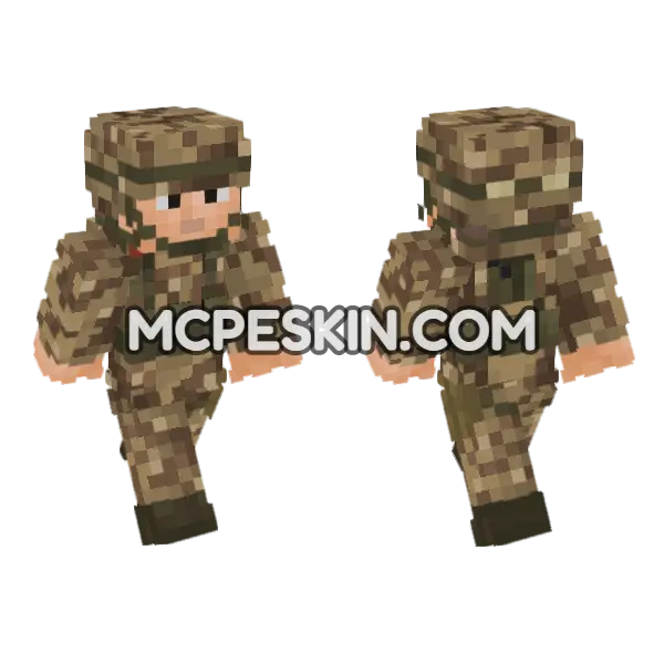 US Army Gulf War Soldier Minecraft Bedrock skin, front and back
