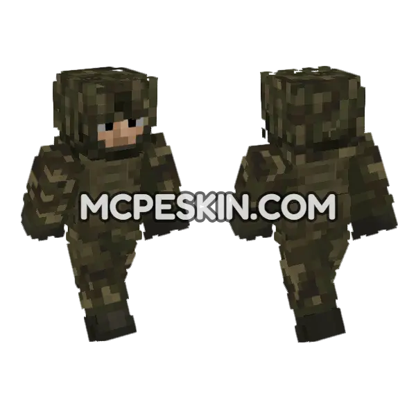 US Army Soldier Woodland Minecraft Bedrock skin, front and back