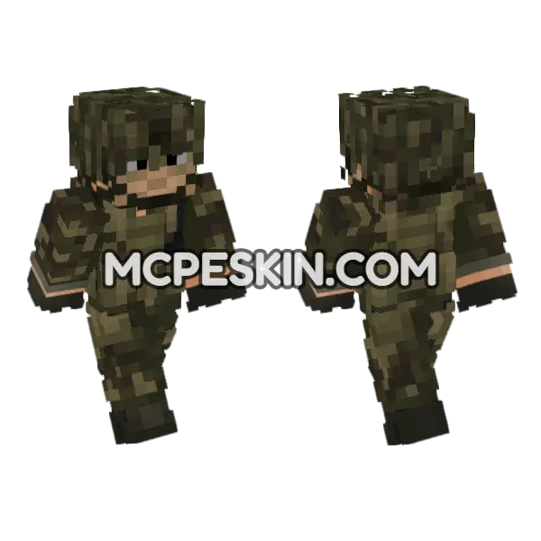 US Army Soldier Woodland Minecraft Bedrock skin, front and back
