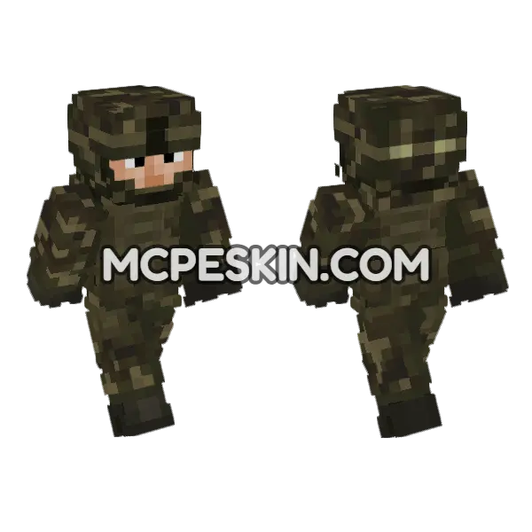 US Army Soldier Woodland Minecraft Bedrock skin, front and back