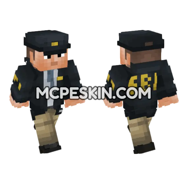 US Federal Bureau Investigations V2 Minecraft Bedrock skin, front and back