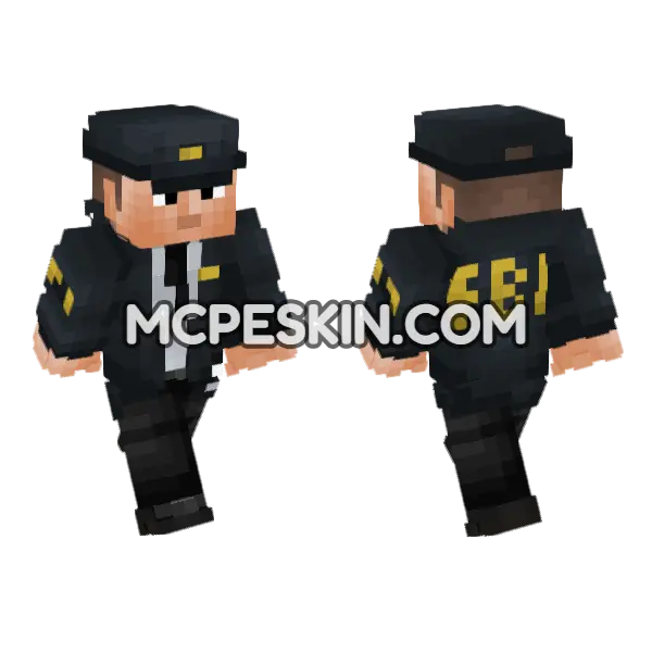 US Federal Bureau of Investigations Minecraft Bedrock skin, front and back