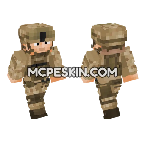 USMC Desert Marpat Soldier Minecraft Bedrock skin, front and back